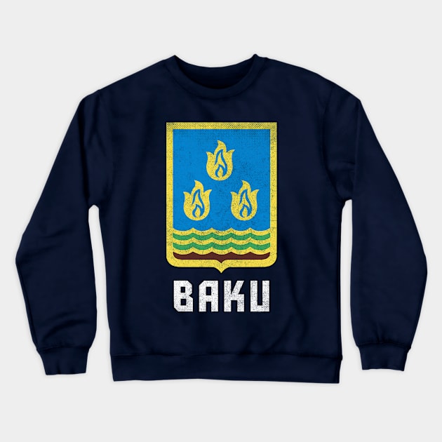 Baku / Azarbaijan \ Retro Faded Style Flag Design Crewneck Sweatshirt by DankFutura